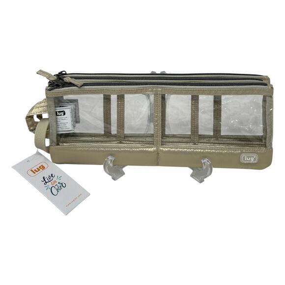 Lug Clearview Metallic Champagne Trio 3-Piece Zip Pouch Set Gold - Picture 11 of 16